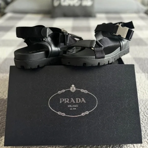 Prada | Shoes | Prada Black Strappy Sandals Authentic | Poshmark display picture 2